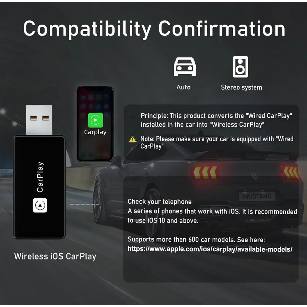 Wired to Wireless CarPlay Adapter